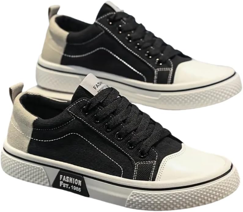 

Мужские дышащие повседневные тканевые кеды, низкие кроссовки на шнуровке для улицы, модные скейт-кроссовки Fmshi, черный