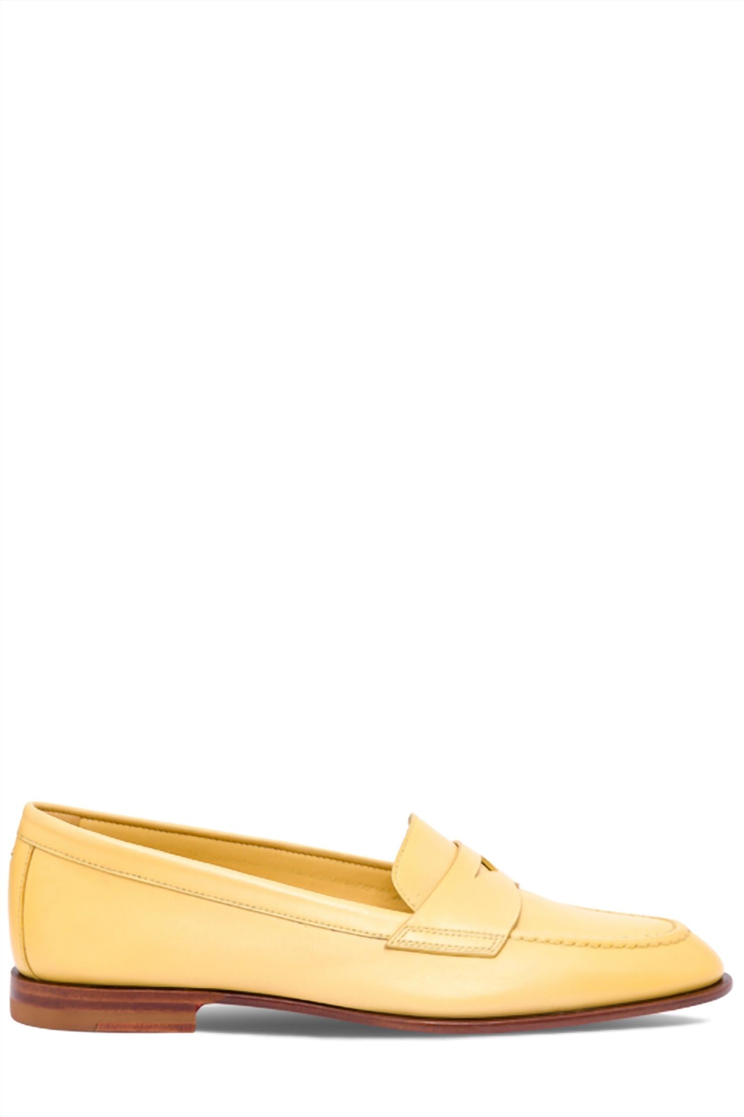 Женские лоферы Penny из желтой телячьей кожи Santoni — фото 2