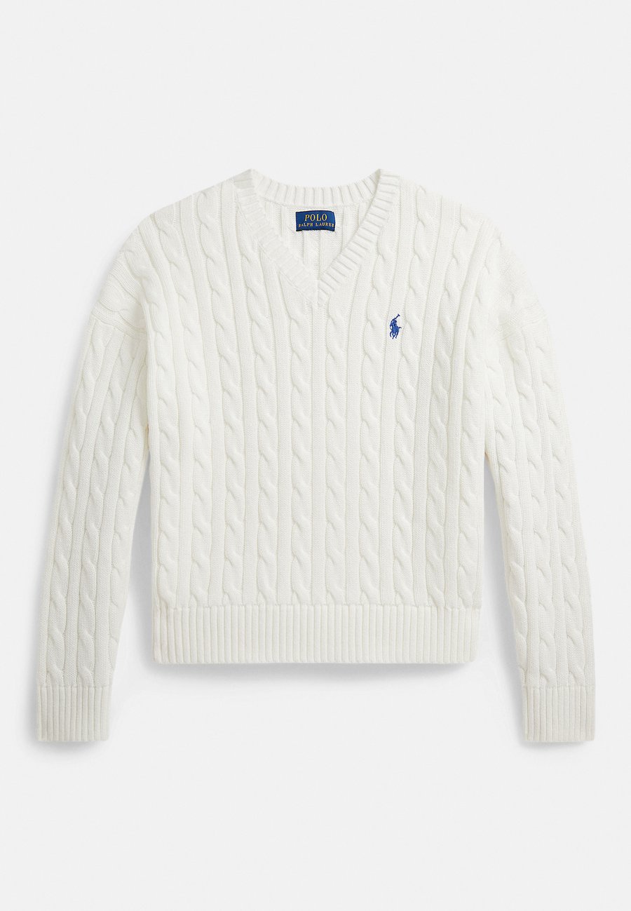 

Джемпер Polo Ralph Lauren CABLE-KNIT COTTON V-NECK SWEATER 7-14Y, Deckwash White/White