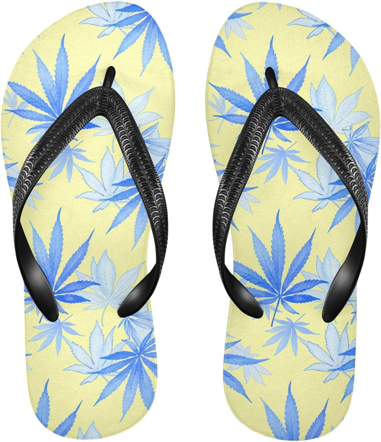 

Голубые в виде кленового листа желтые шлепанцы для пляжа с душем, резиновые нескользящие летние тапочки для мужчин и женщин для ходьбы Sinestour