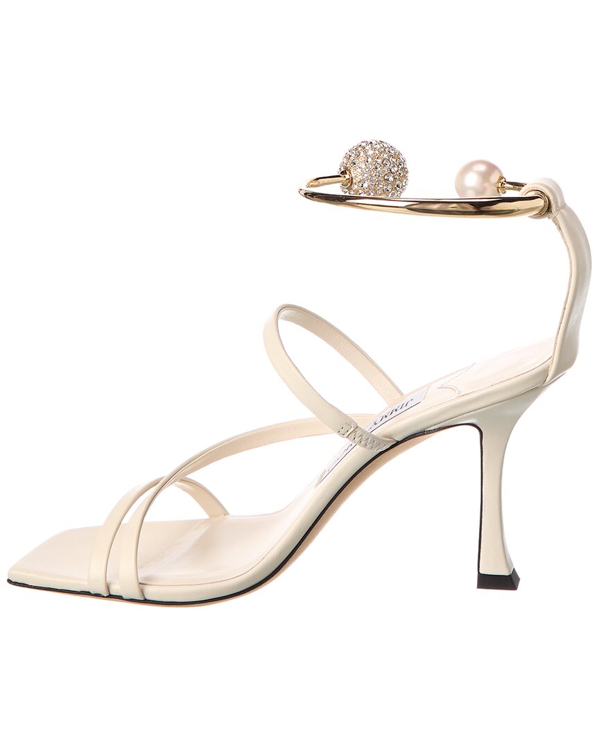 Джимми Чу Оттилия 90 Кожаные сандалии Jimmy Choo, белый — фото 2