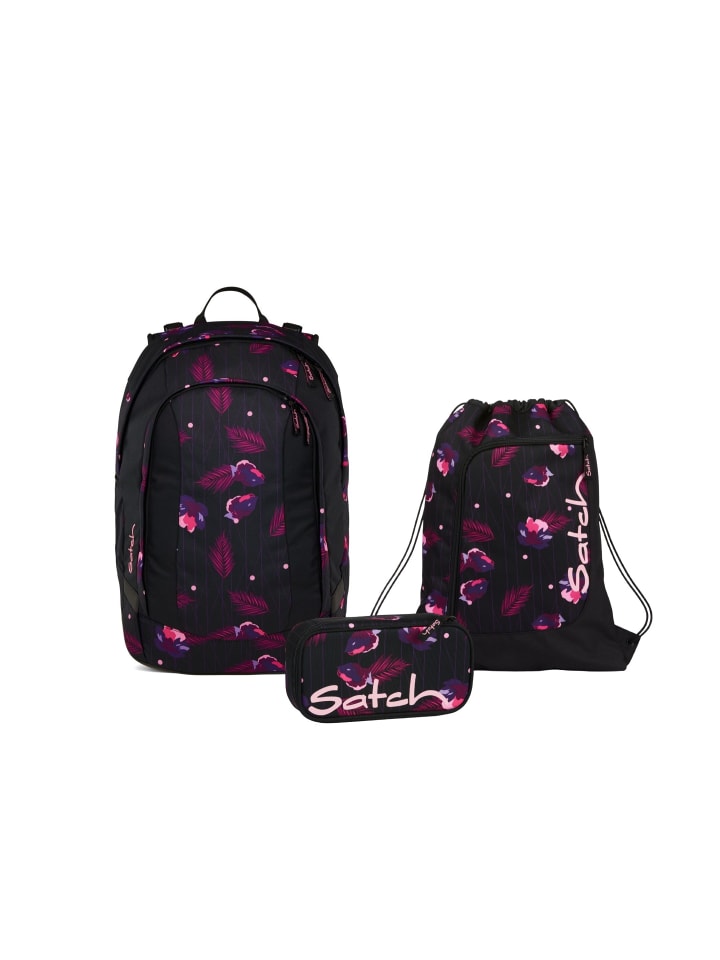 

Satch Набор из 3 школьных рюкзаков AIR Mystic Nights, черно-розовый