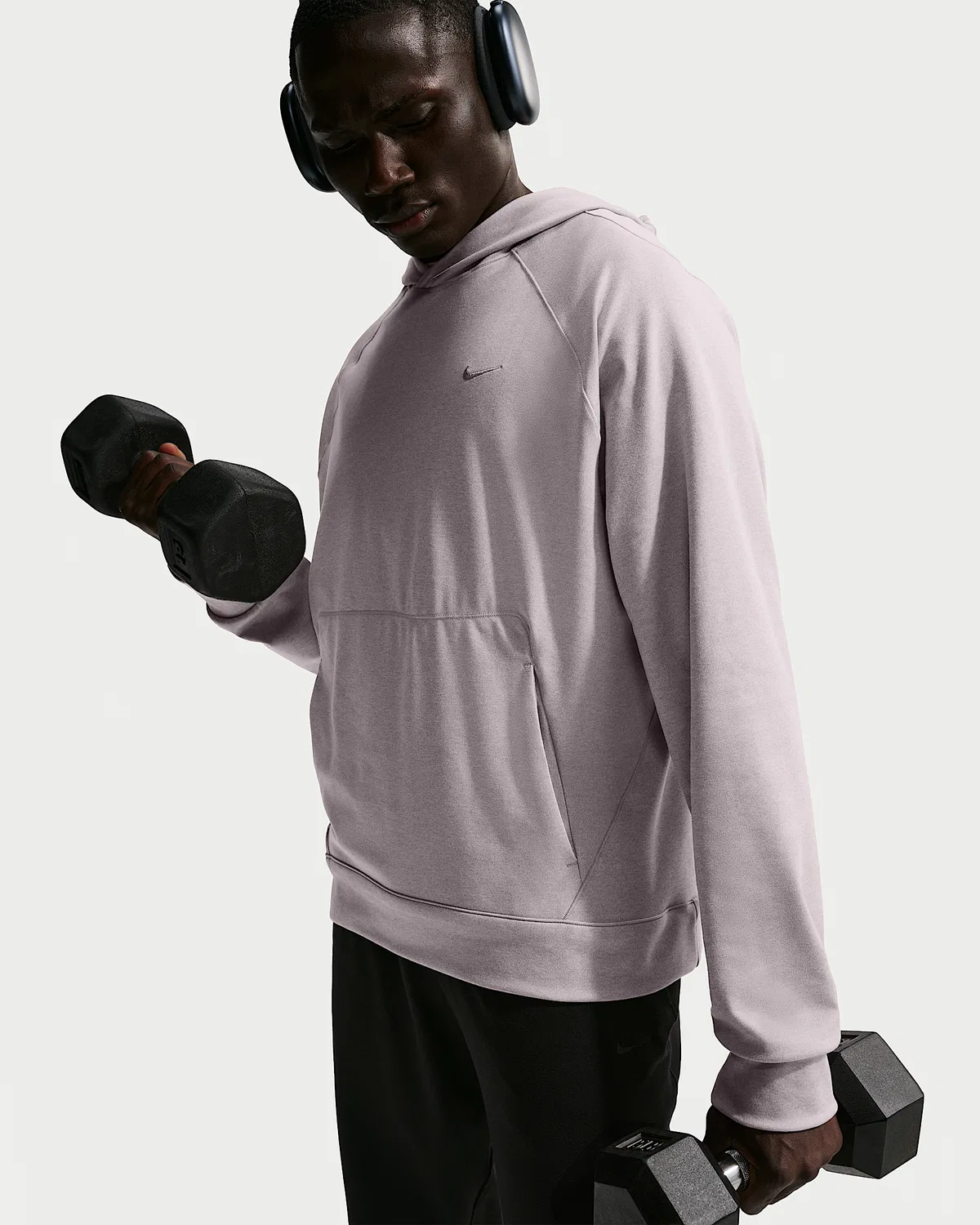 Мужская спортивная худи Nike Primary NanoKnit Dri-FIT с защитой от УФ, Light Violet Ore/Platinum Violet/Heather/Light Violet Ore — фото 3