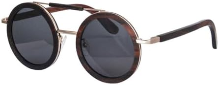 

Деревянные солнцезащитные очки для женщин, круглые солнцезащитные очки для женщин, поляризационные очки, винтажные солнцезащитные очки ручной работы MTZJH, C1 Grey Lens