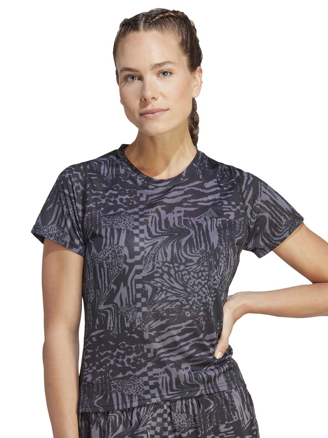

Футболка Adidas Performance Run Icons 3 Bar Logo Allover Print Running, черный