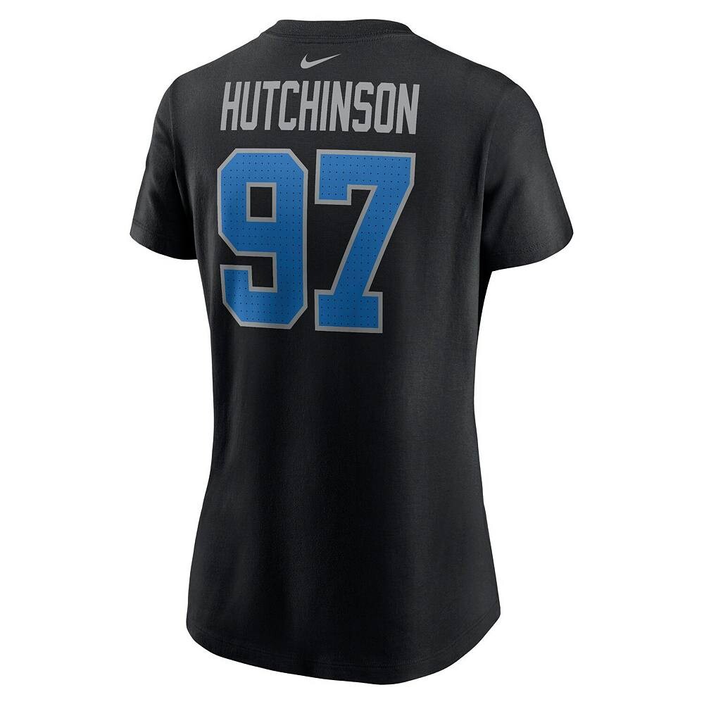 Женская футболка Nike Aidan Hutchinson Black Detroit Lions с именем и номером игрока, цвет Lns Black — фото 4