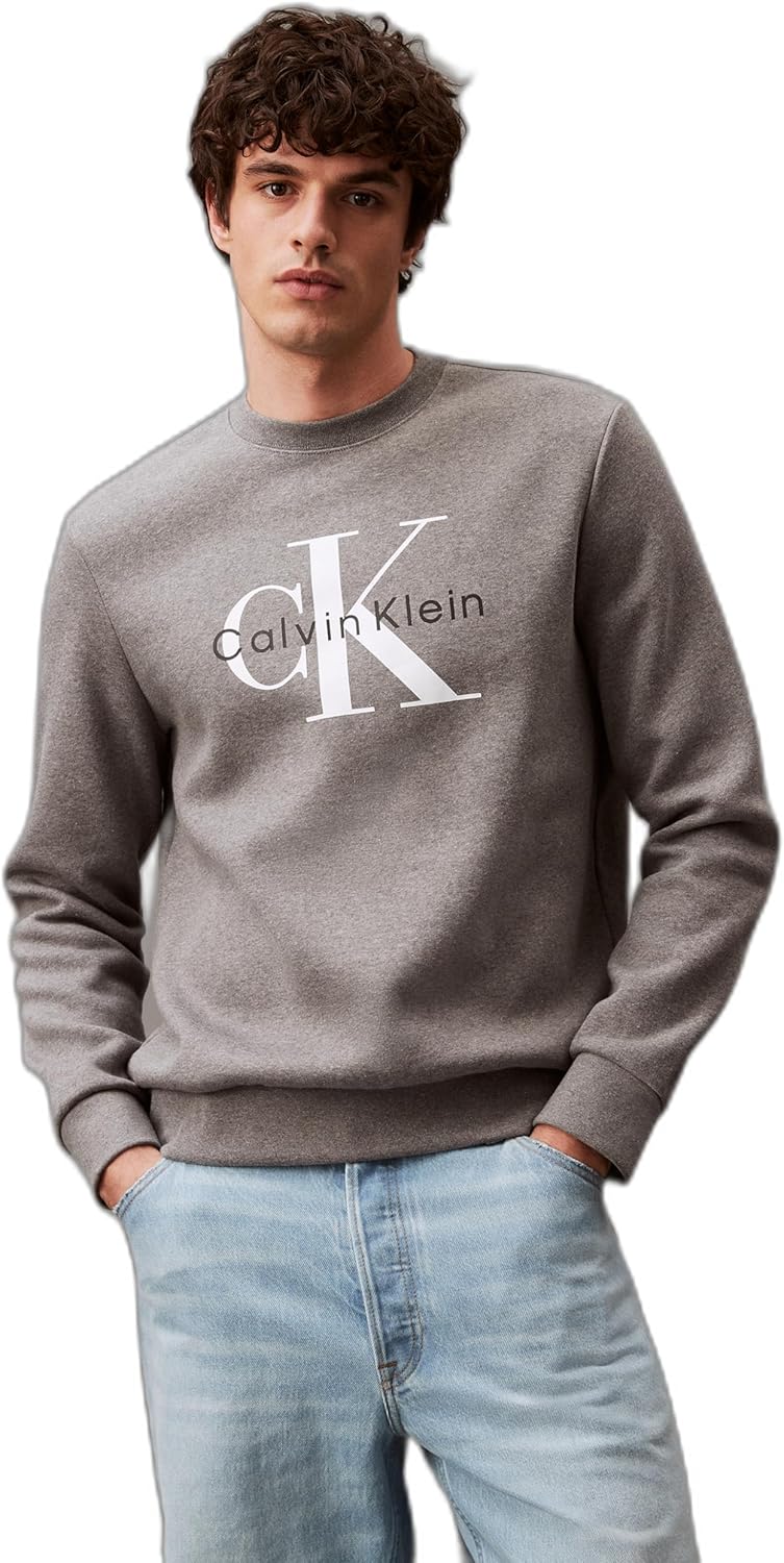 

Мужская толстовка с круглым вырезом и монограммой Calvin Klein, Heroic Grey Heather