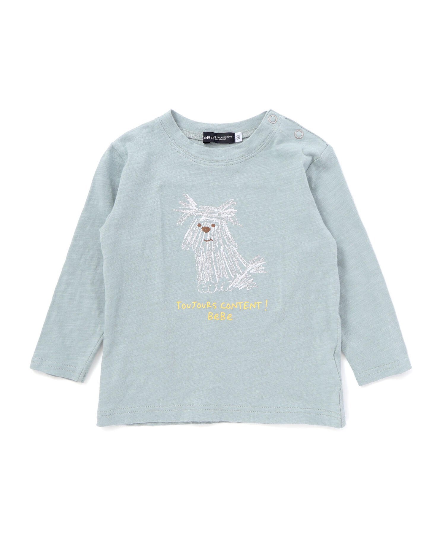 Футболка с длинным рукавом из фактурной джерси с принтом собаки (80-100 см) BeBe, Blue — фото 2