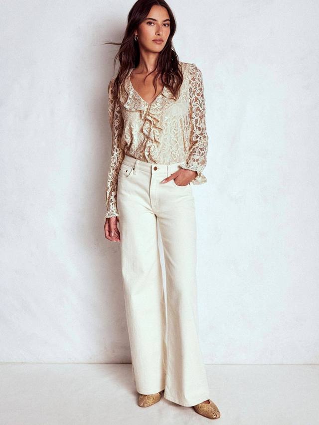 

Блузка с длинными рукавами и V-образным вырезом с рюшами Boden