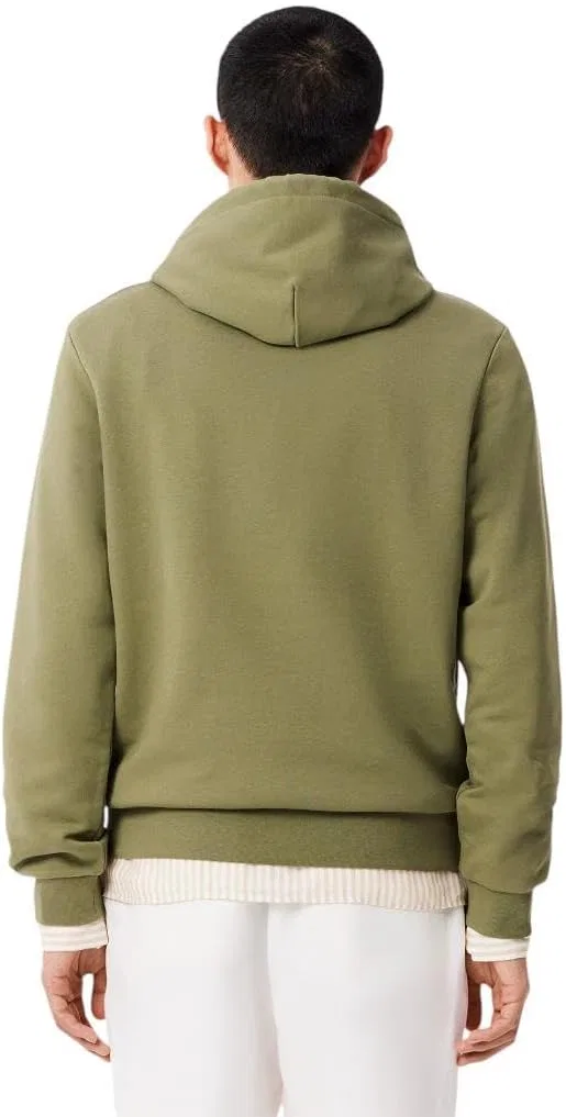 Мужская хлопковая флисовая толстовка Lacoste, хаки — фото 3