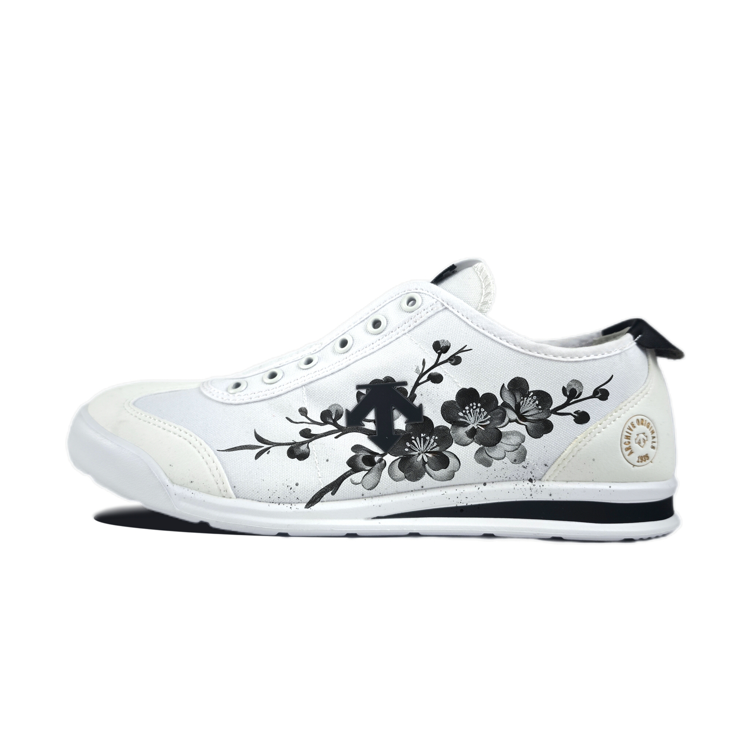 

Износостойкие скейтбордные кроссовки Crontempo Ink Wash Plum Blossom, унисекс Descente, белый