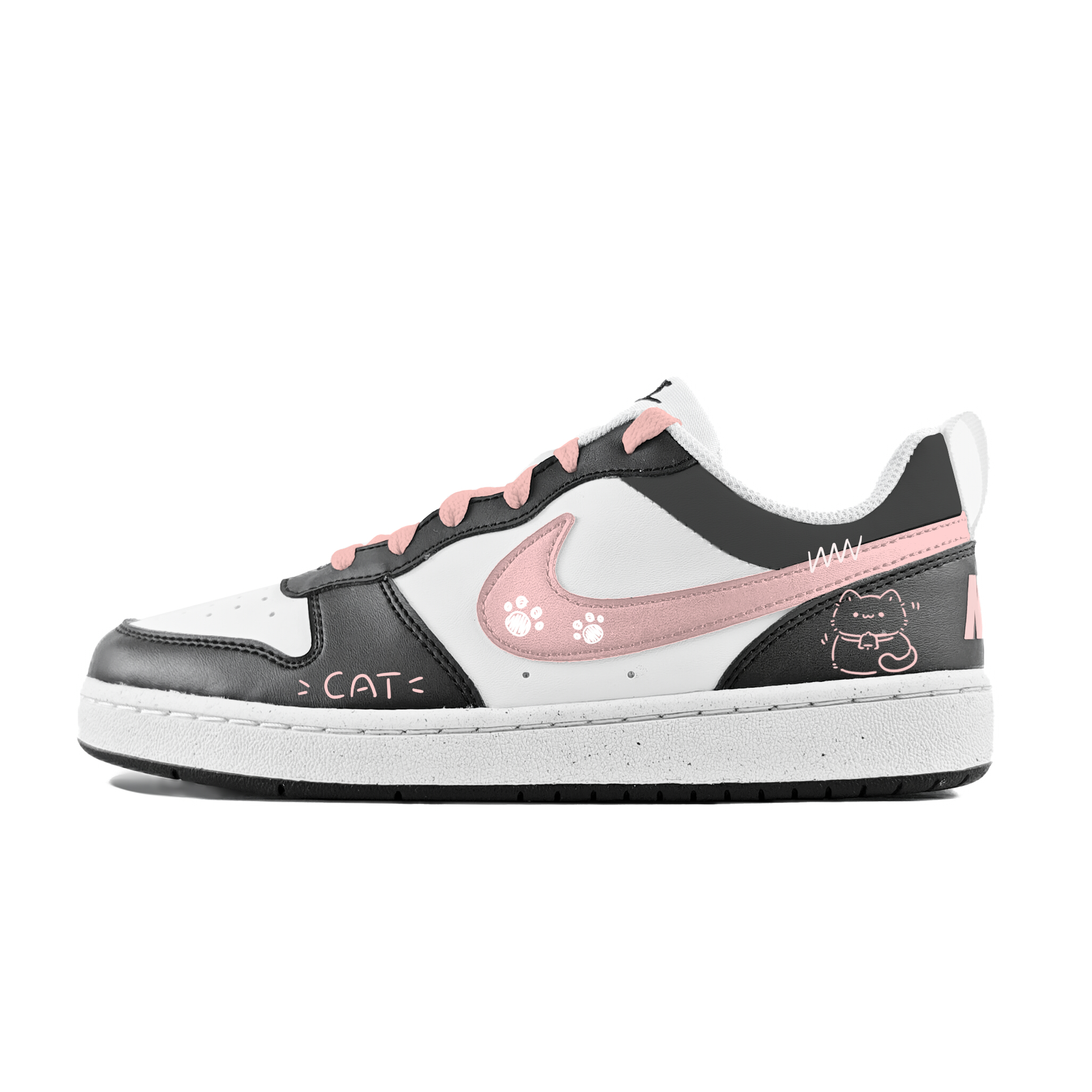 

Nike Кроссовки Court Borough Hello Kitten с нескользящей подошвой, износостойкие, для скейтбординга, белые, черные, подростковые