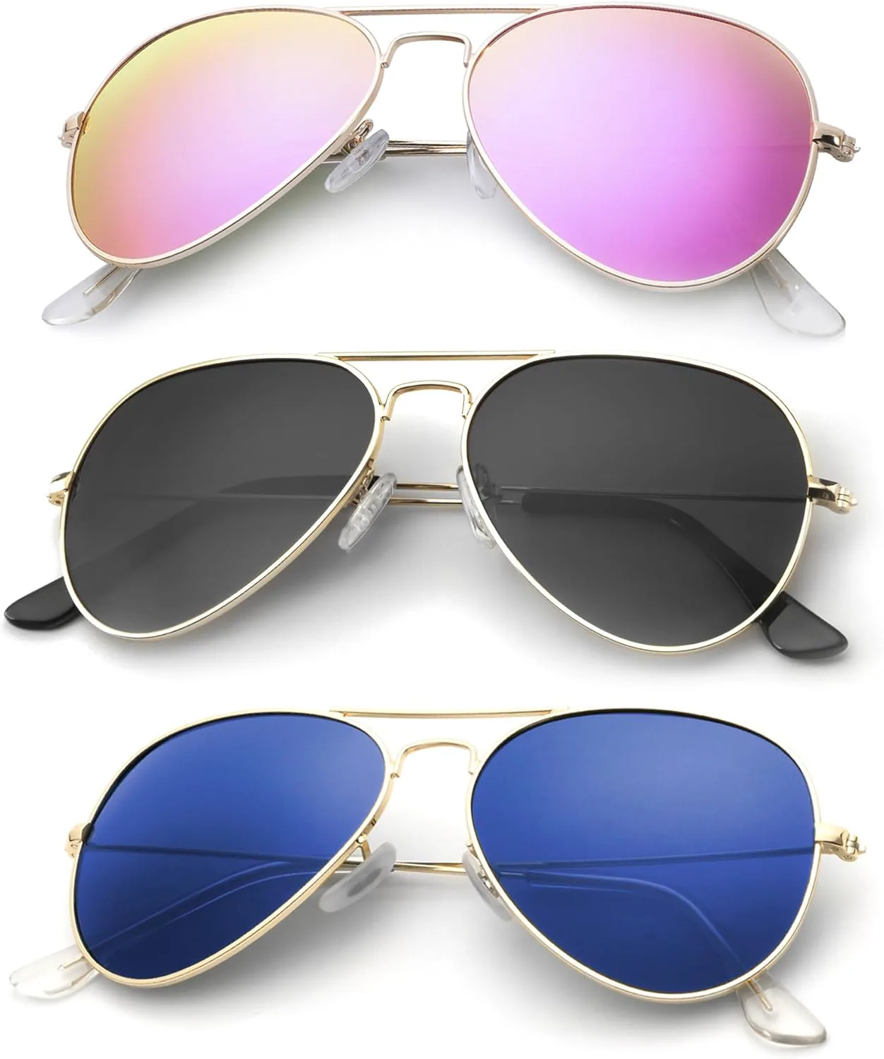 

Классические солнцезащитные очки-авиаторы KALIYADI для мужчин и женщин, очки для вождения, поляризованные линзы, блокирующие УФ-излучение, G-black+g-darkblue+g-pink