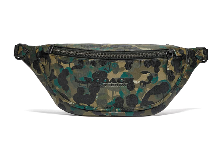 

COACH Кожаный кроссбод сумка через плечо мужская камуфляж зеленый