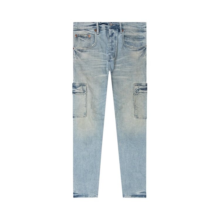 

Брюки карго PURPLE BRAND Flare 'Worn Light Indigo', синий