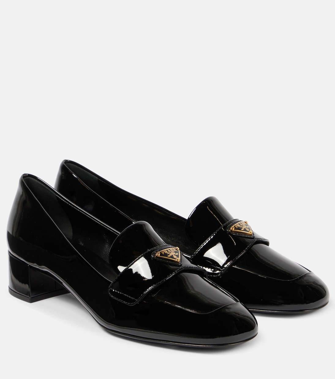Лакированные лоферы-лодочки Logo Prada, черный