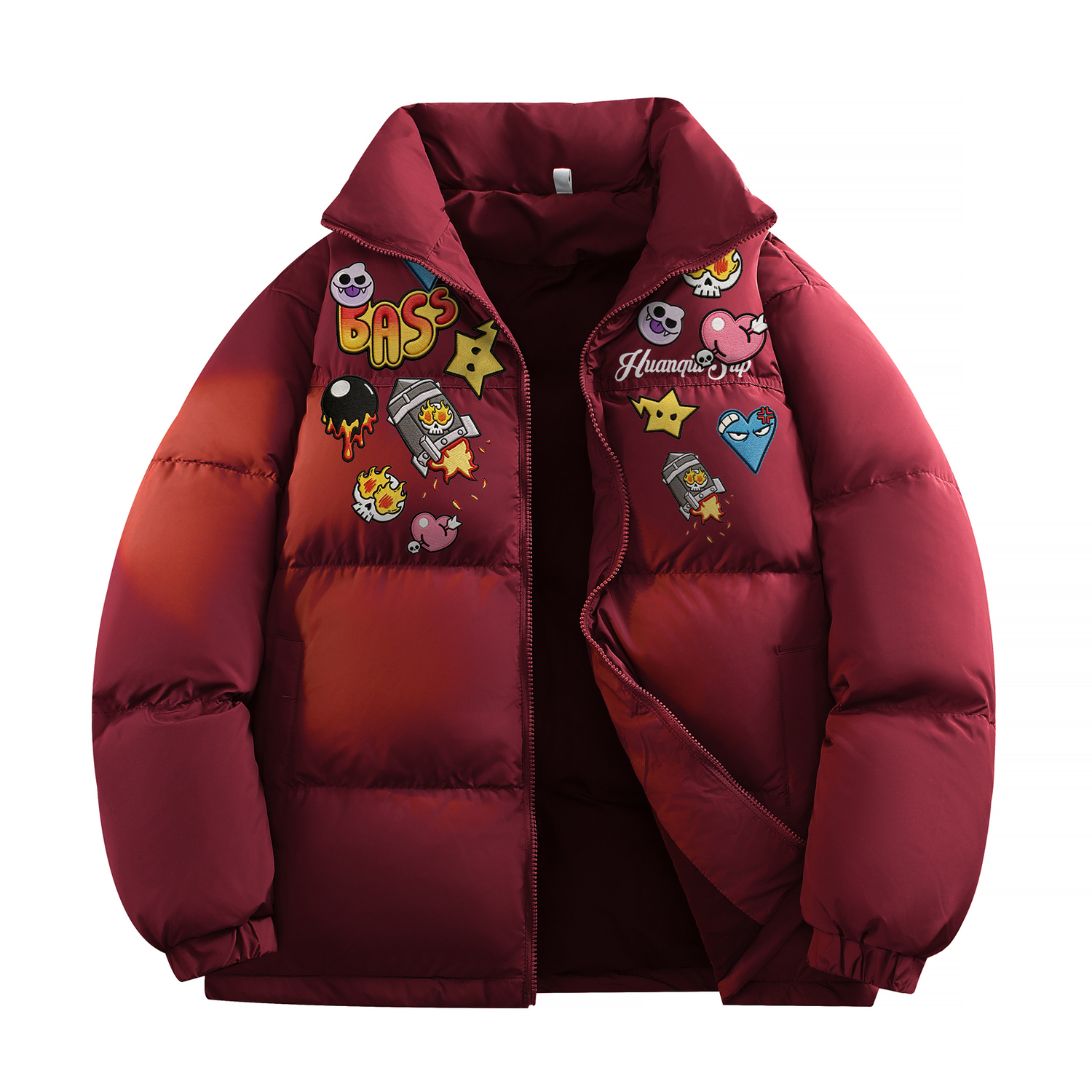 

Пуховик Unisex с воротником стойкой утепленный HUANQIU, burgundy