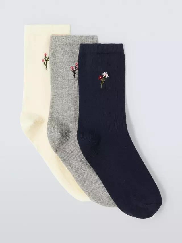 

Носки John Lewis Embroidered Bee Ankle 3 шт, цвет blue/multi