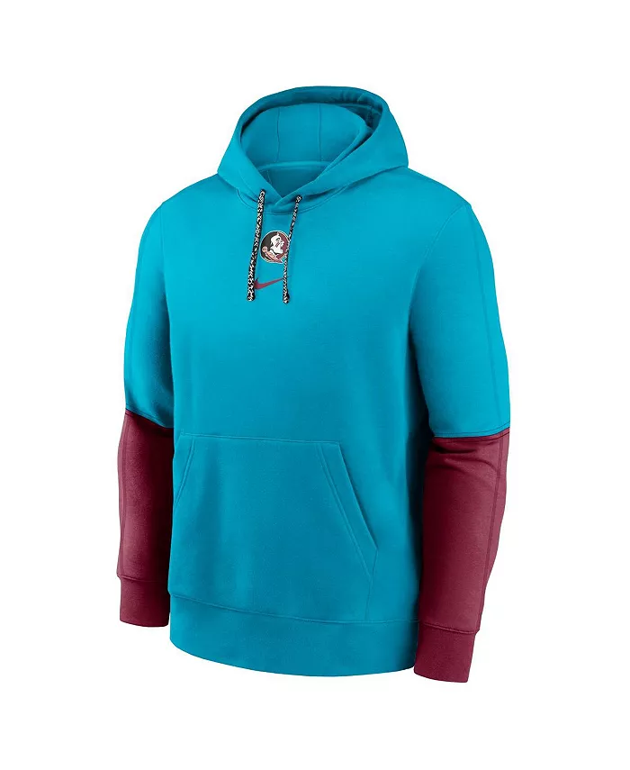 Мужская бирюзовая/гранатовая толстовка с капюшоном Florida State Seminoles 2024 Sideline Club Fleece Pullover Hoodie Nike — фото 3