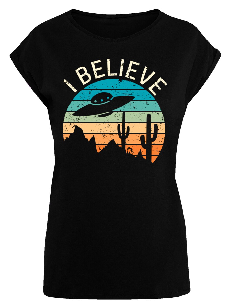 

Рубашка F4NT4STIC I Believe UFO Alien Sonnenuntergang, черный