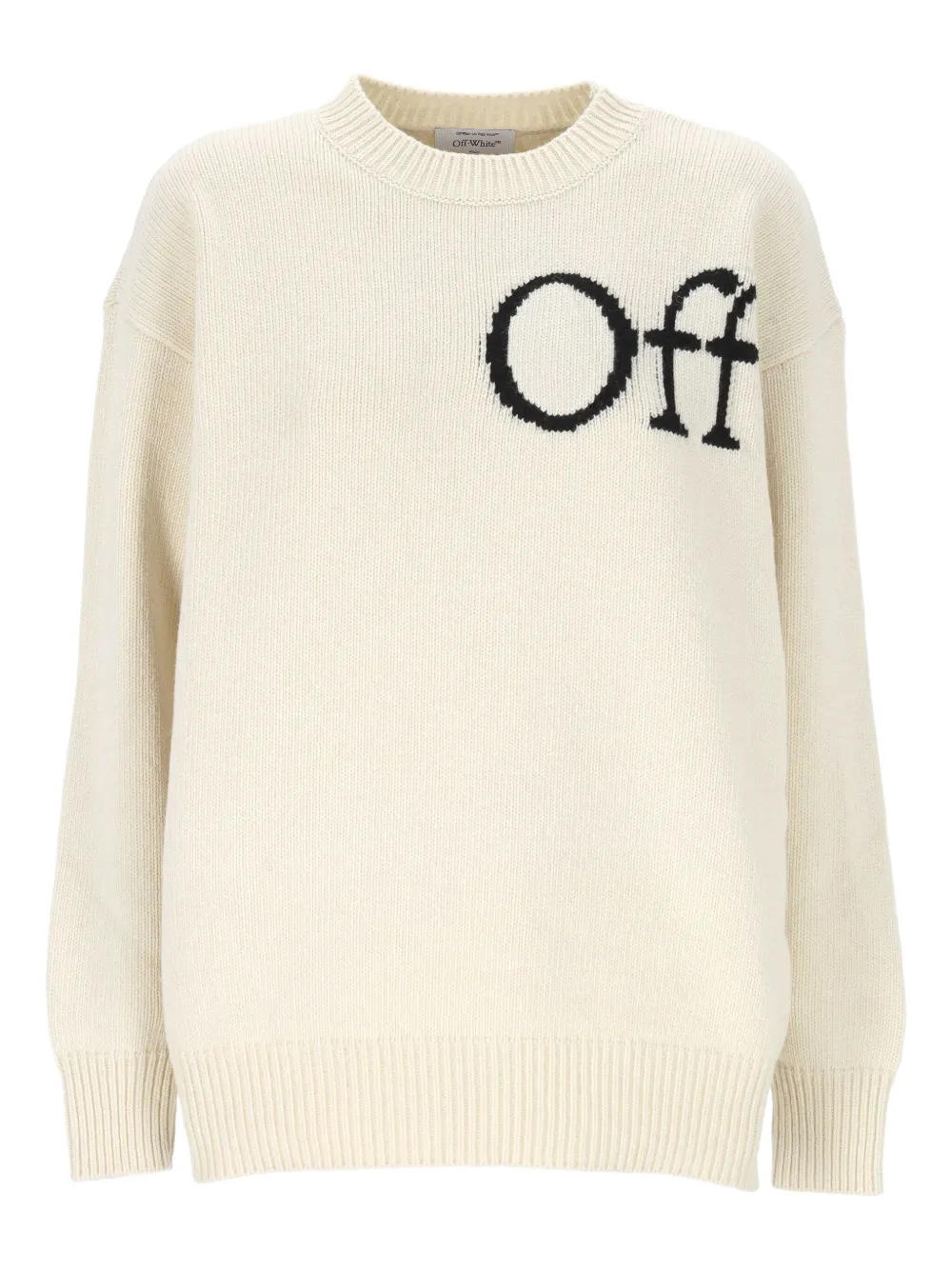 

Шерстяной свитер с логотипом и интарсией OFF-WHITE, белый