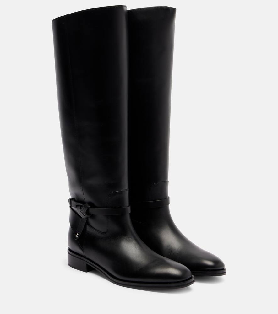 Лоутон кожаные высокие ботинки до колена Jimmy Choo, Black/Blac