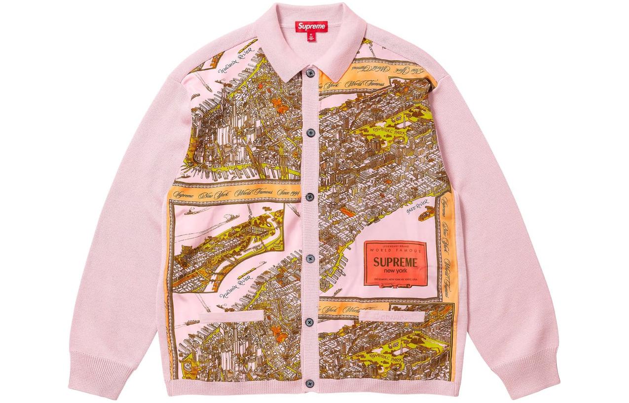 Кардиган Supreme с принтом карты из шелка, горчично-желтый/горчичный — фото 3