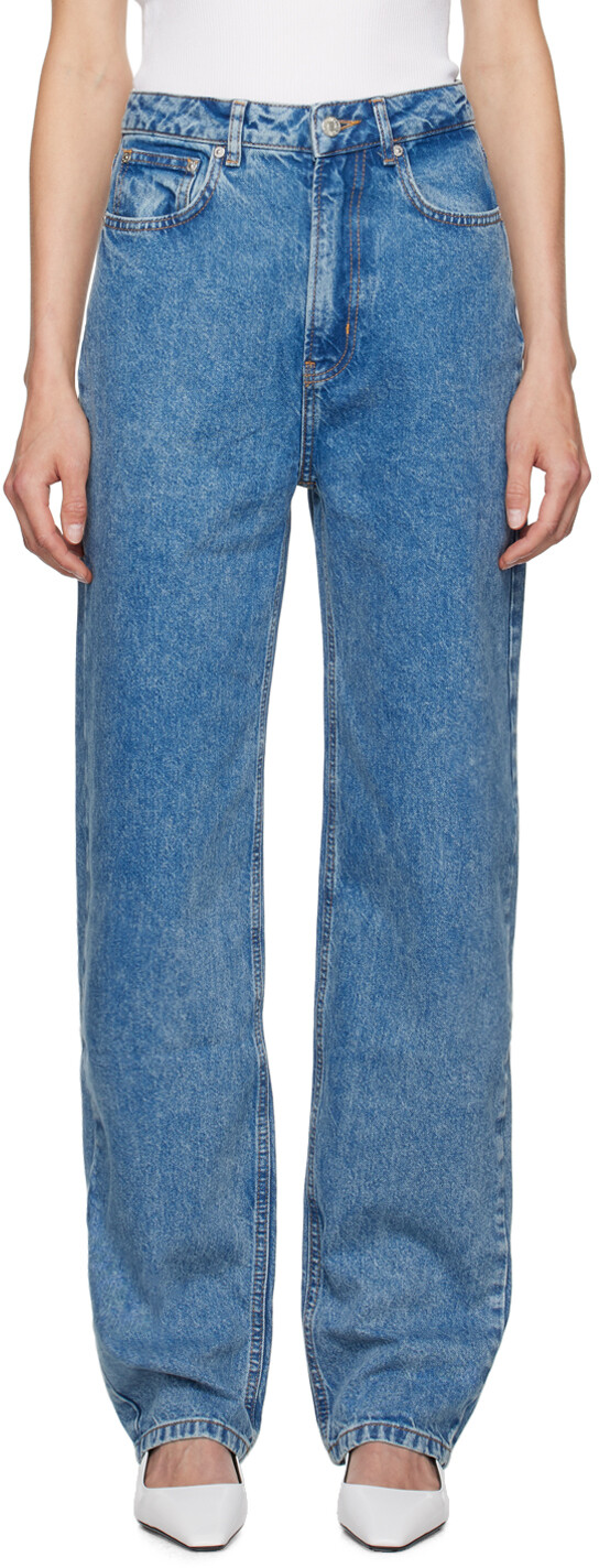 

Синие расклешенные джинсы с символом мира Moschino Jeans