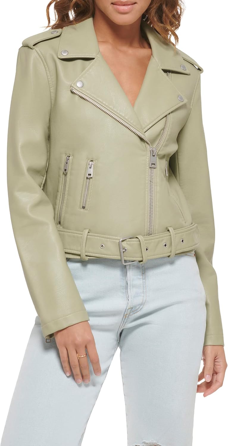 

Женская куртка-косуха Levi's из искусственной кожи с поясом, светло-зеленый