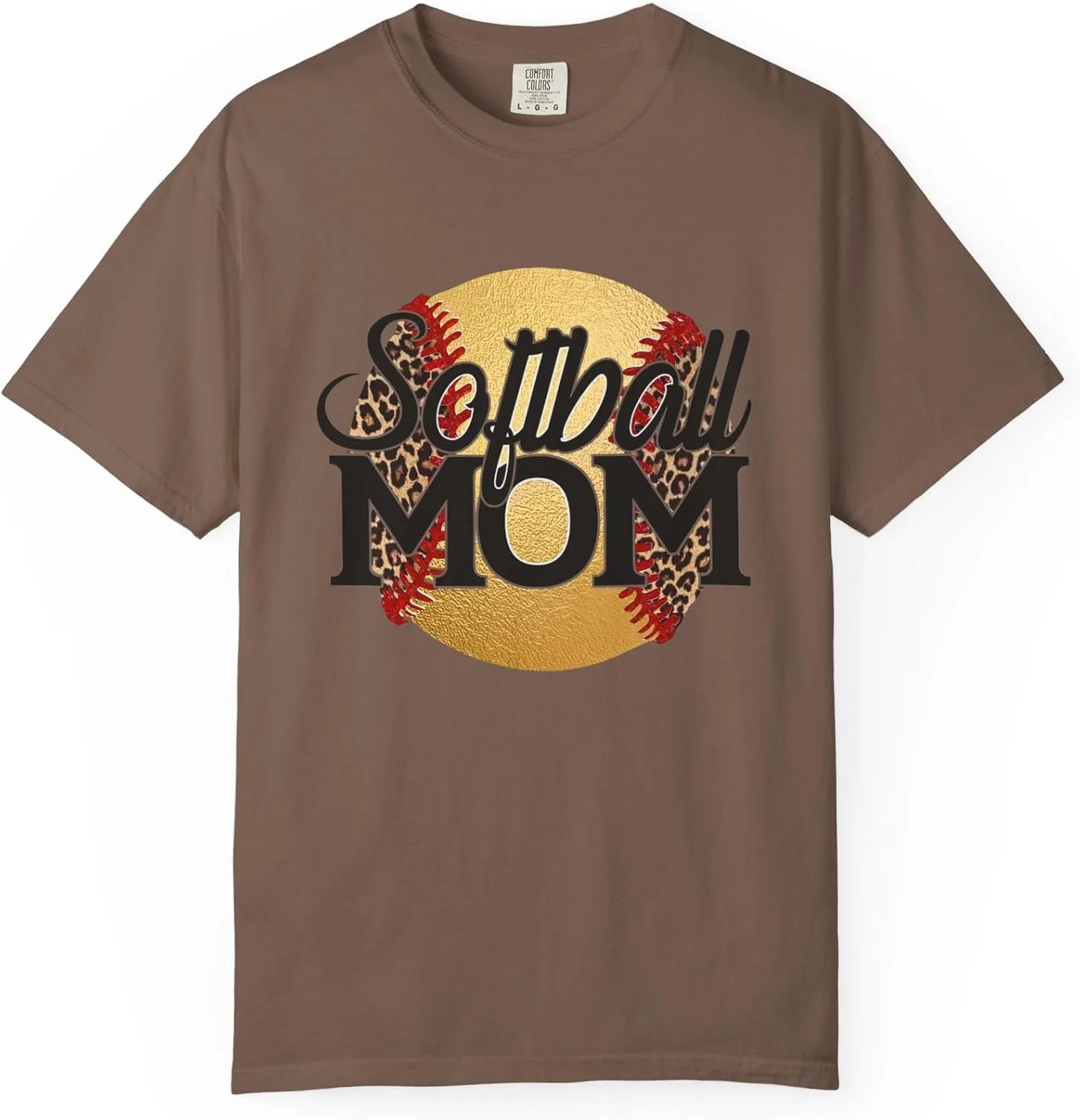 Футболка с надписью Softball Mom, Garment-Dyed, Espresso