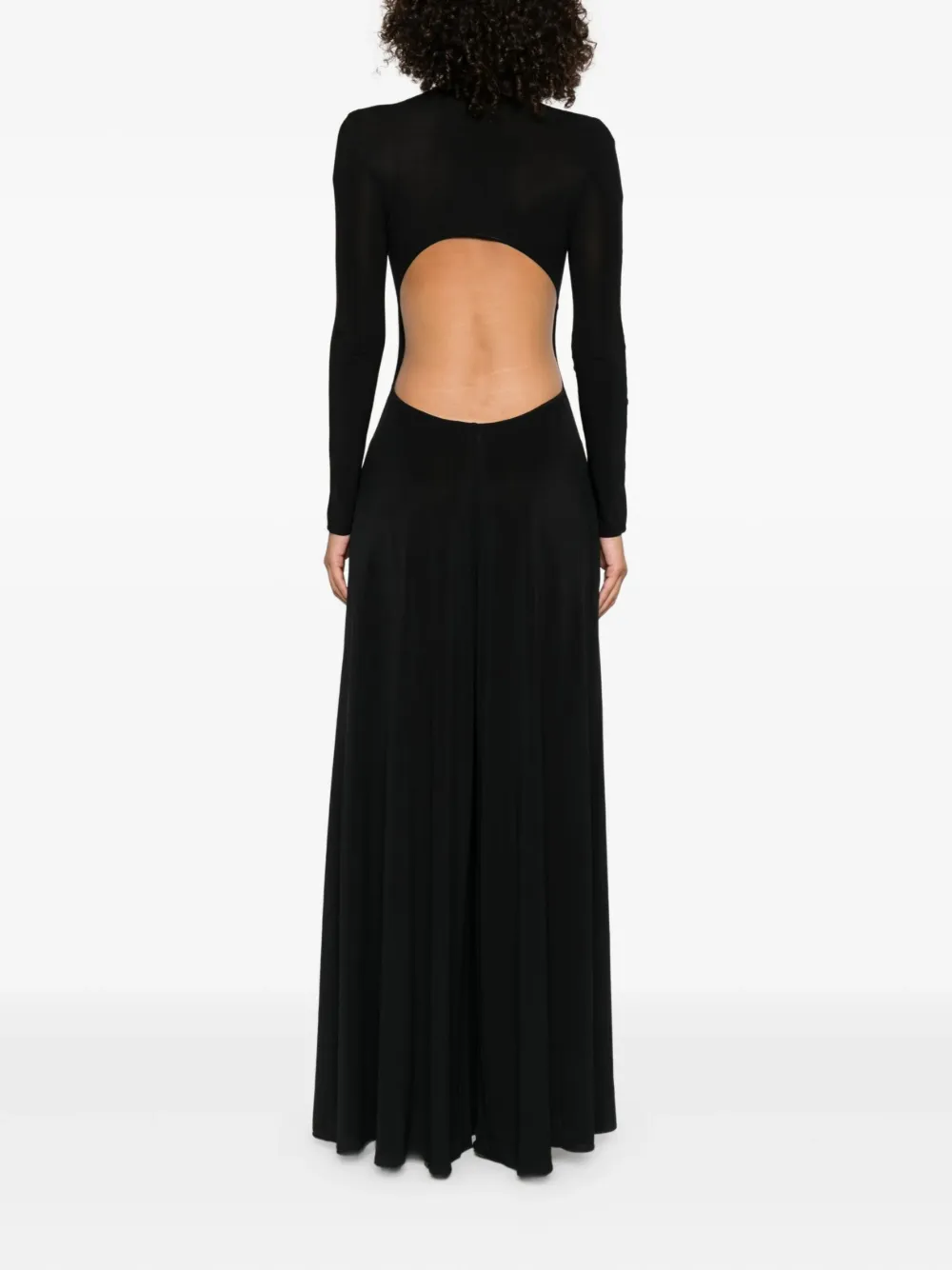 Платье макси с высоким воротником Alaïa, черный — фото 4