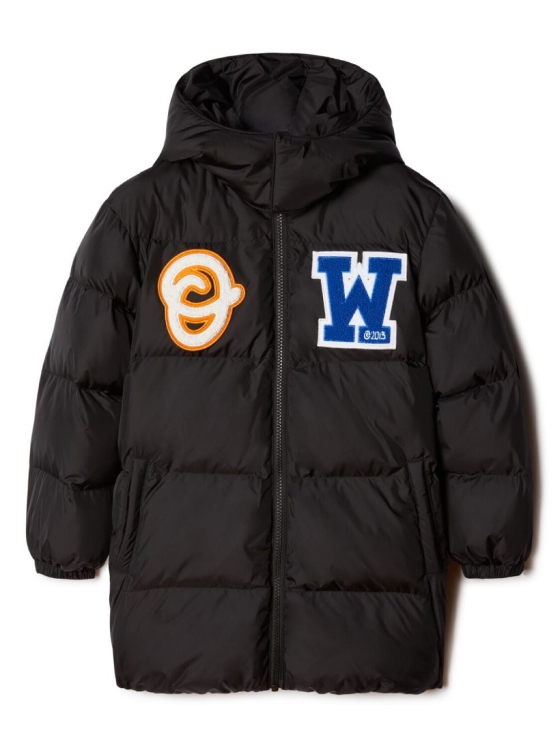 

Off-White Kids пуховик с нашивкой-логотипом, черный