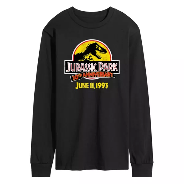 

Мужская футболка с длинным рукавом Jurassic World — 30 лет Jurassic Park Licensed Character, черный