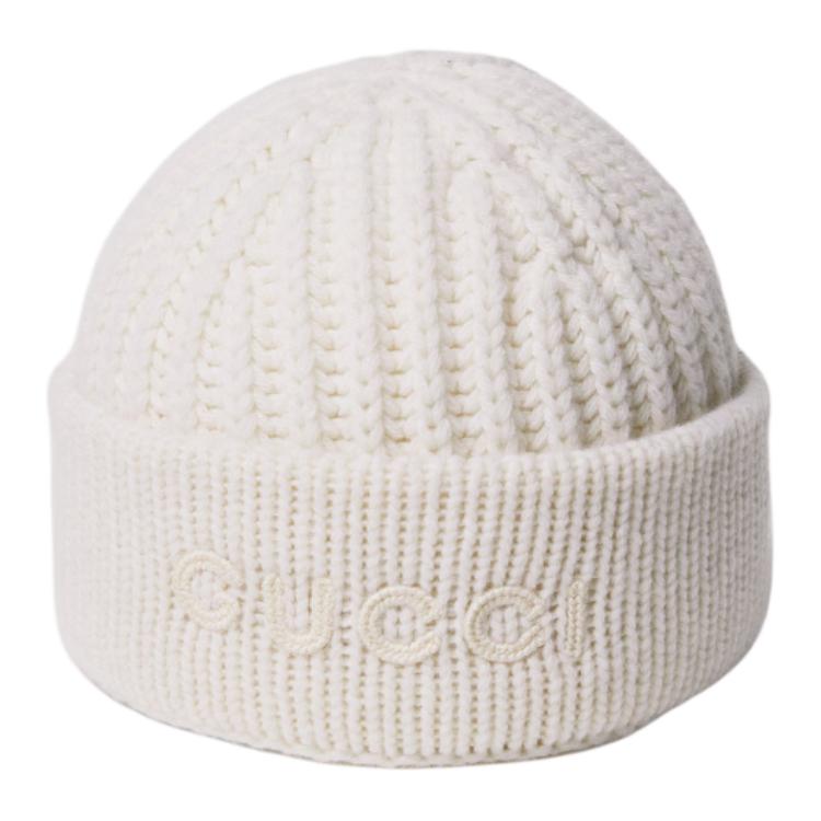 

Шерстяная кашемировая шапка с вышивкой Gucci, белый