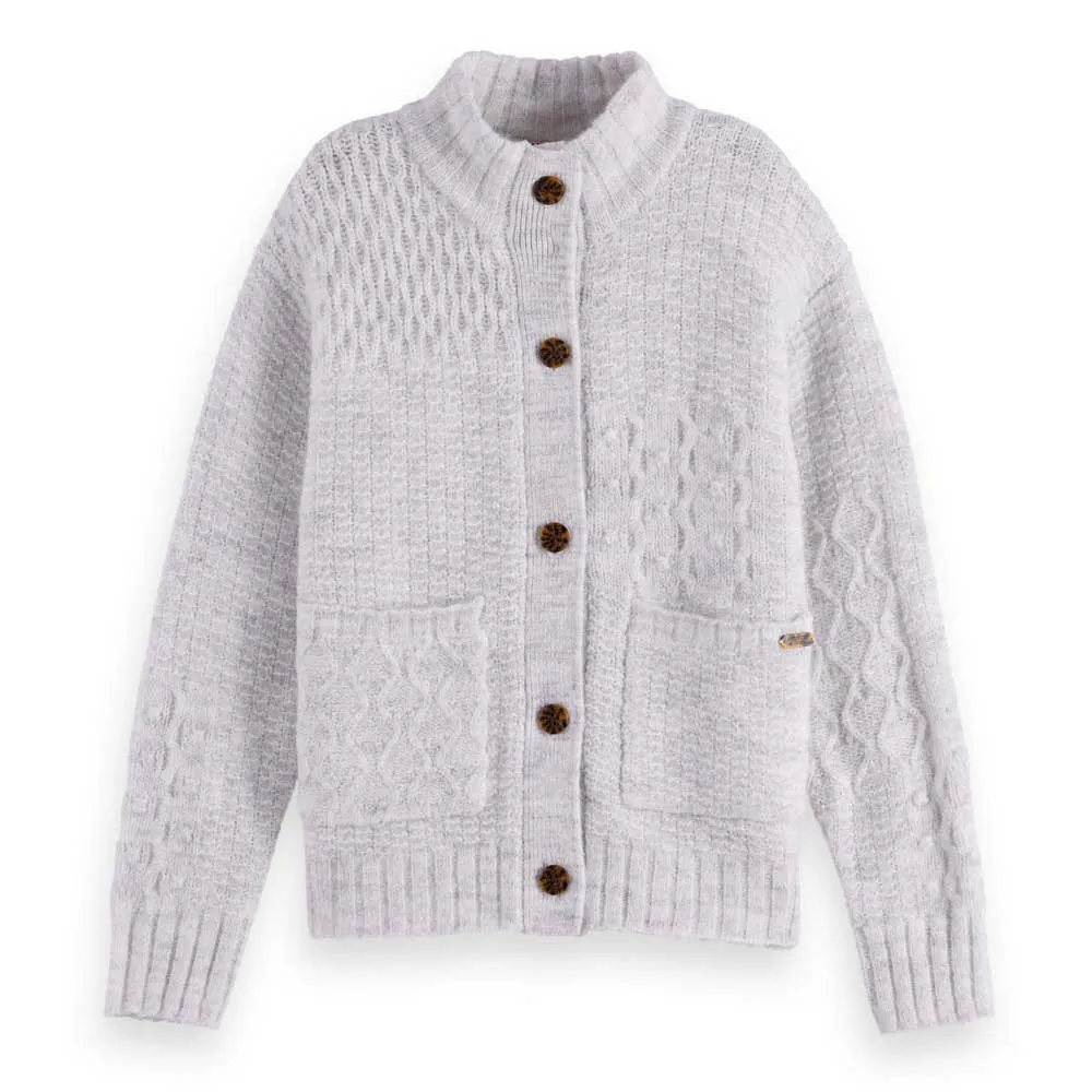 Кардиган Scotch & Soda Patchwork Melange Alpaca Blend, серый