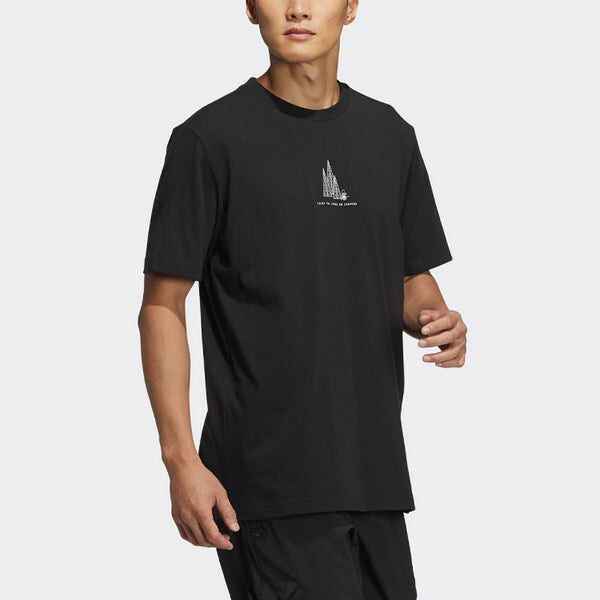 Футболка Men's adidas Camping Graphic Short Sleeve Tee Pattern Round Neck Black T-Shirt, черный — фото 4
