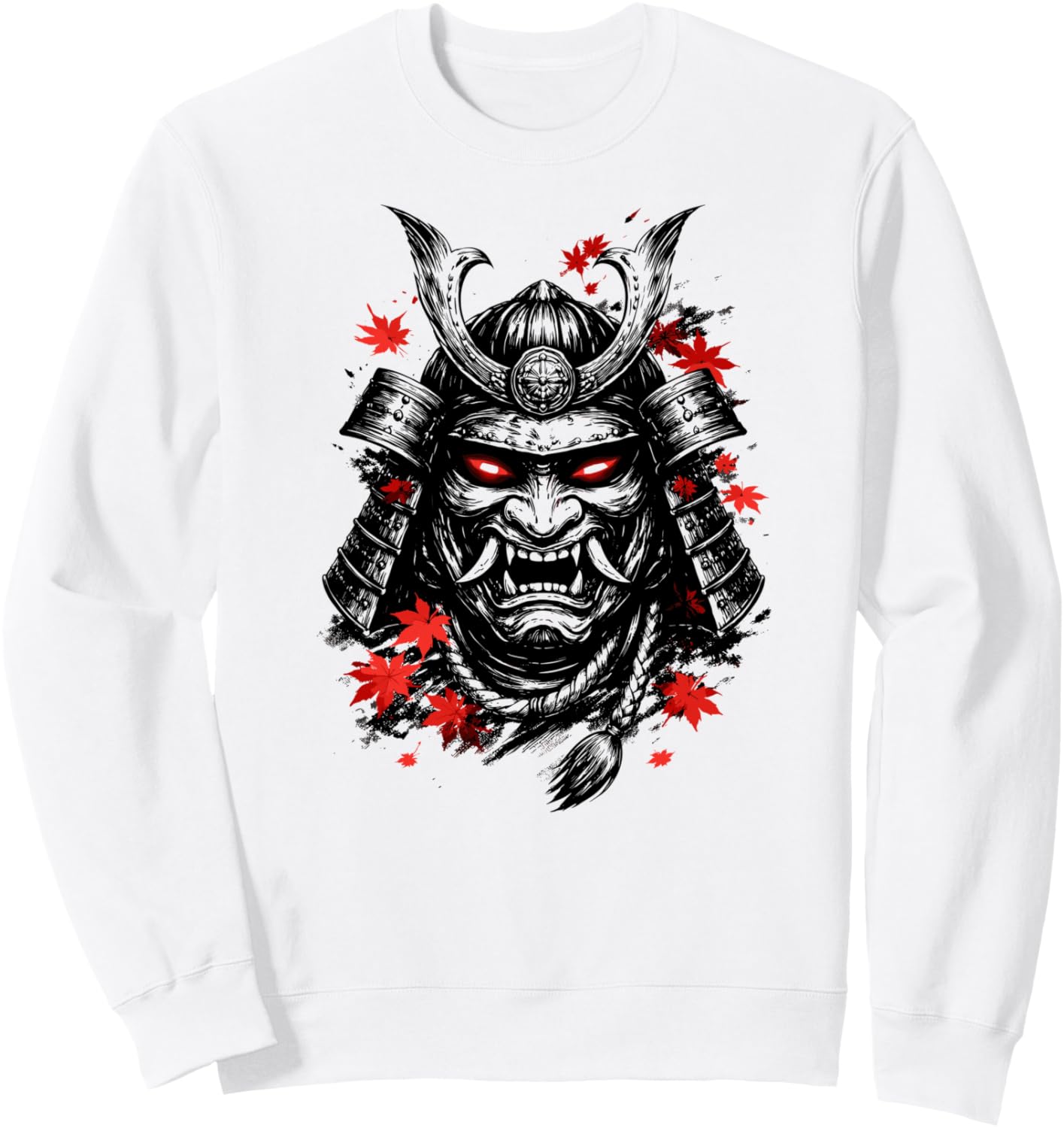 

Винтажная японская толстовка с принтом самурайской маски в осеннем стиле (спереди и сзади) Samurai Art Co., белый