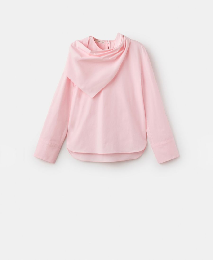 

Женская блузка из поплина с отделкой в виде платка MANGO, Pastel Pink