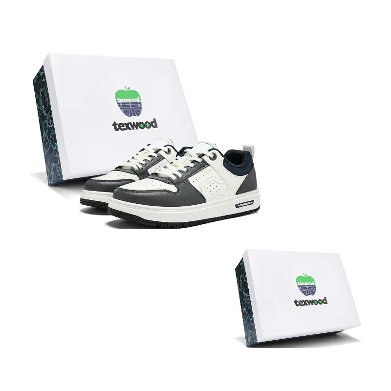 

TEXWOOD Скользоустойчивые амортизирующие кроссовки с износостойкими свойствами мужские лоу-топ в бело-серой коробке, цвет White Gray Box