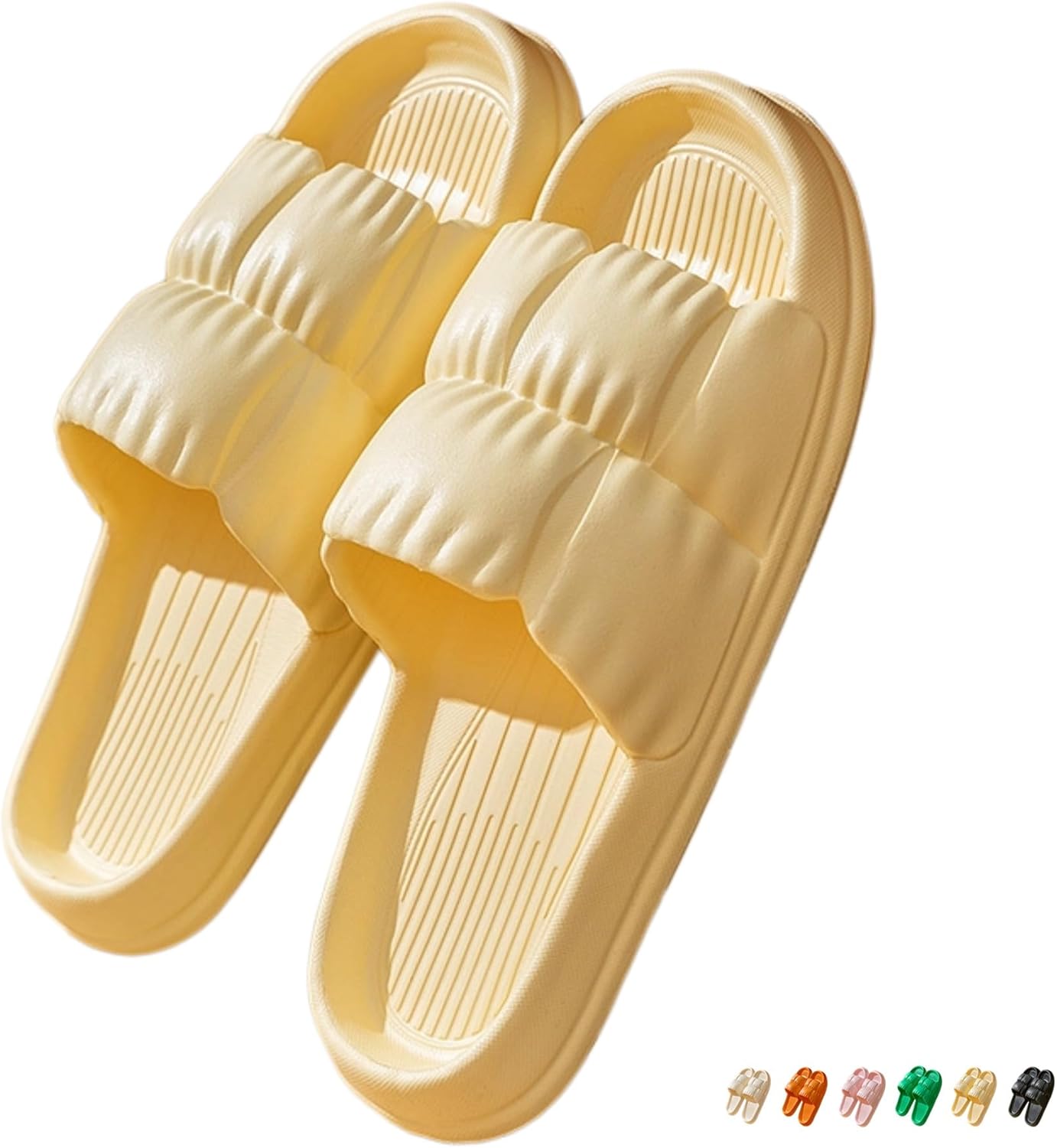 

Iwhgrmp Шлепанцы для душа Летние пляжные сандалии Домашние тапочки для ванной Противоскользящие легкие дышащие туфли Классные тапочки для женщин и мужчин Домашняя обувь, желтый