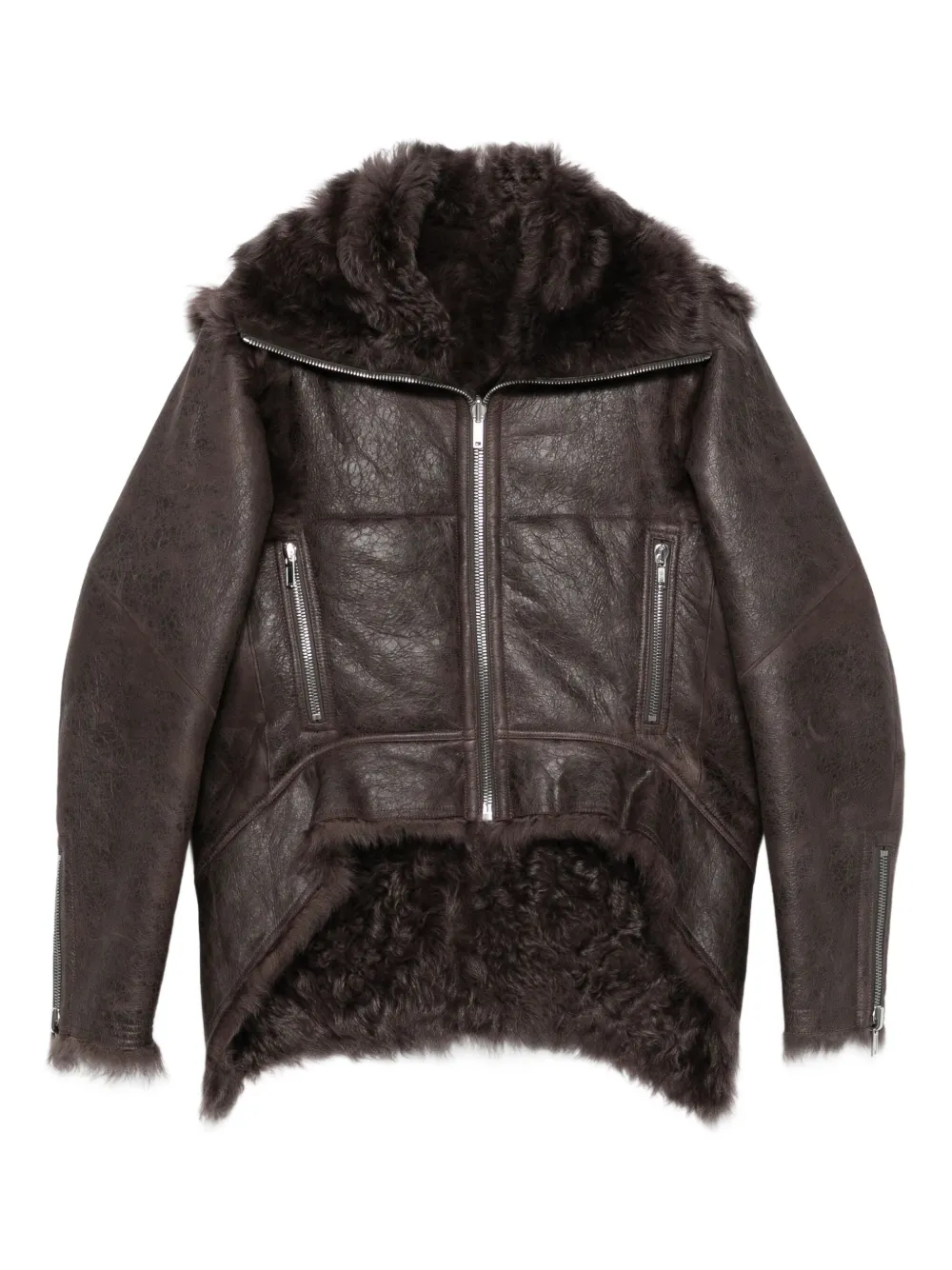 

Куртка на молнии из овчины Rick Owens, серый