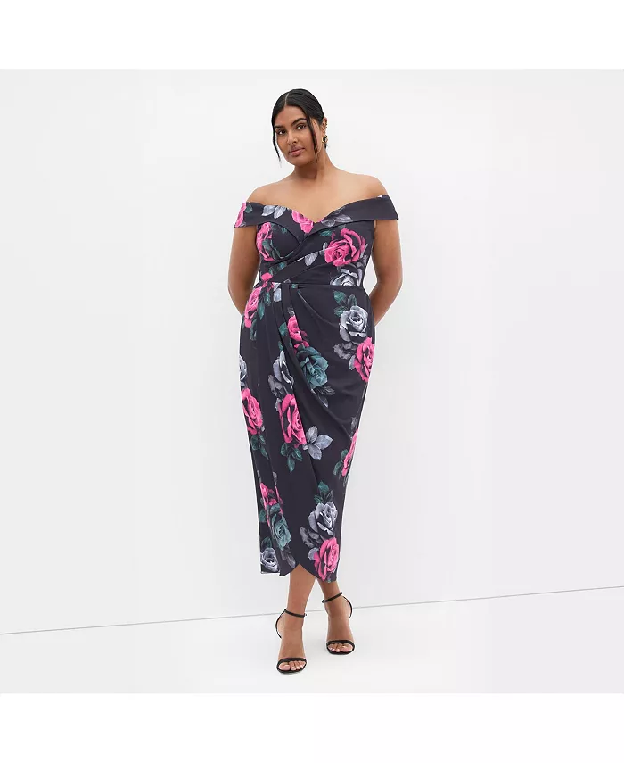 

Платье с принтом Claire без рукавов plus size CITY CHIC, черный