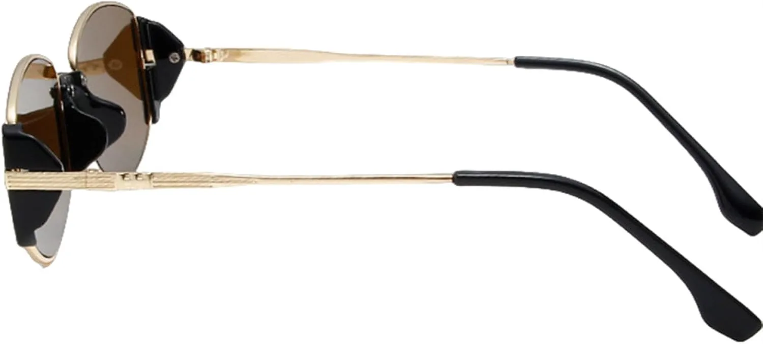 

Винтажные солнцезащитные очки неправильной формы для женщин, модные для мужчин, в стиле панк, маленькие, с защитой от УФ-излучения UV400 TVTBBVV, Black-brown