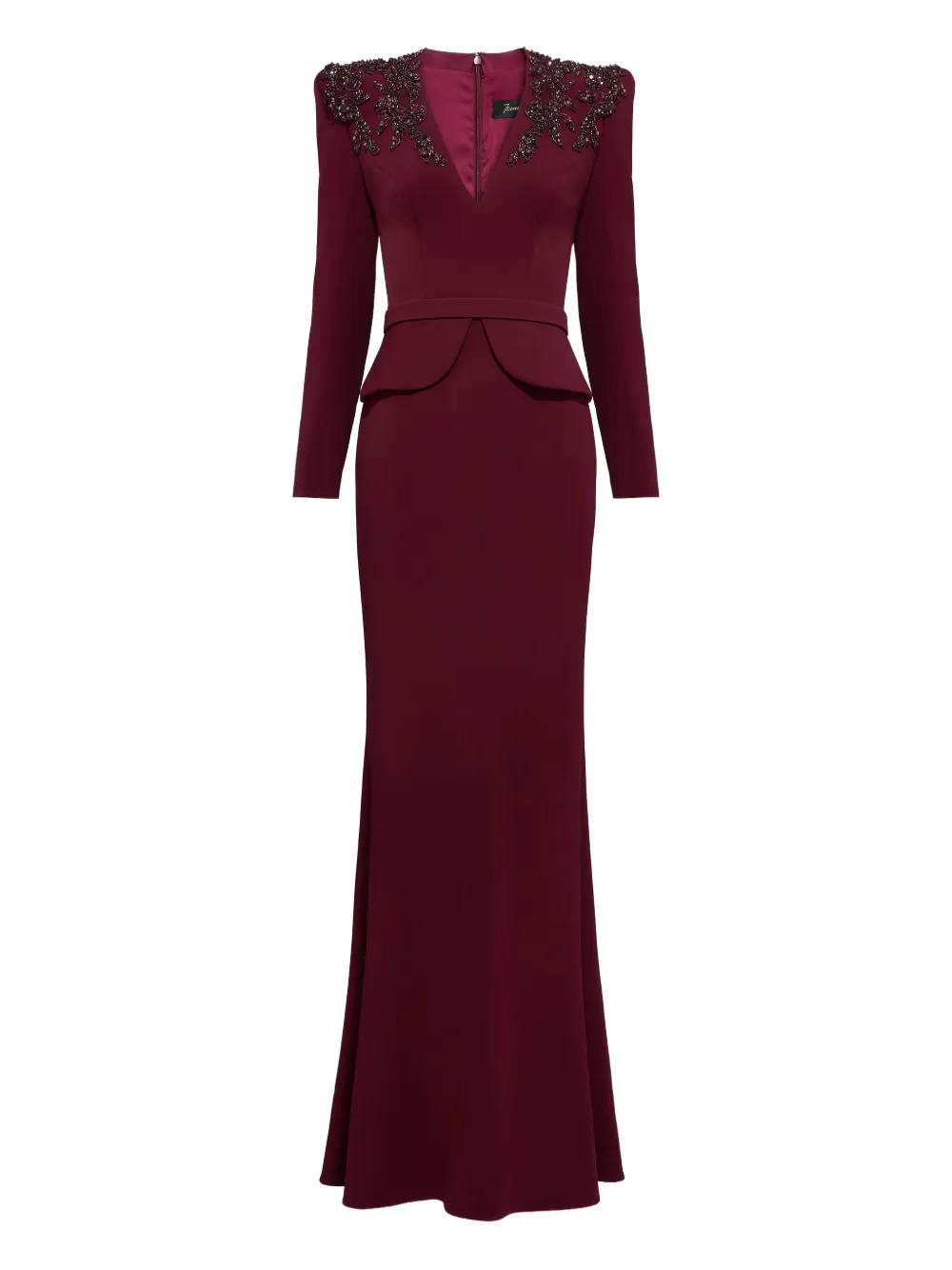 

Платье макси с V-образным вырезом и пайетками Jenny Packham, красный