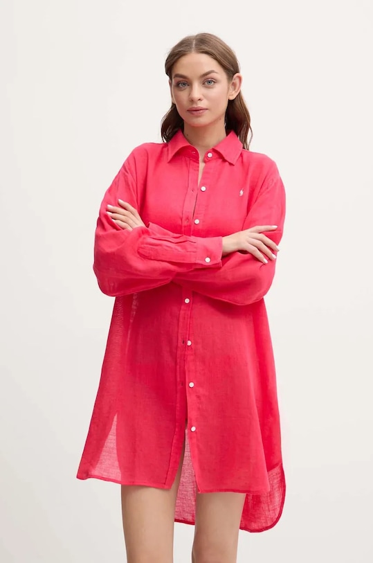 

Пляжная рубашка с добавлением льна Polo Ralph Lauren, розовый