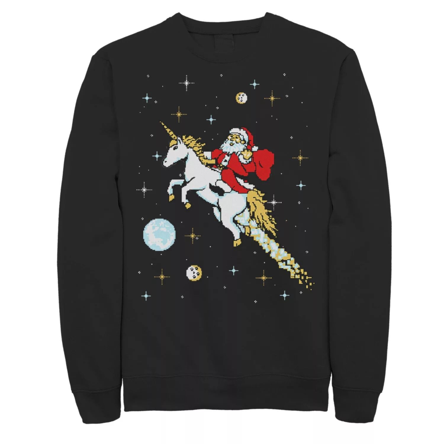 

Мужской флисовый пуловер с рисунком единорога для верховой езды Space Pixel Santa Christmas Licensed Character