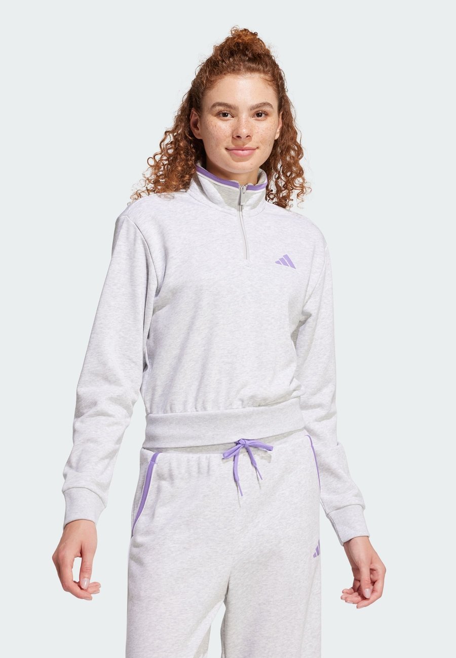 

Толстовка Adidas Sportswear ESSENTIALS COLOR POP CROP QUARTER-ZIP TRACK, Light Grey Heather/Light Grey