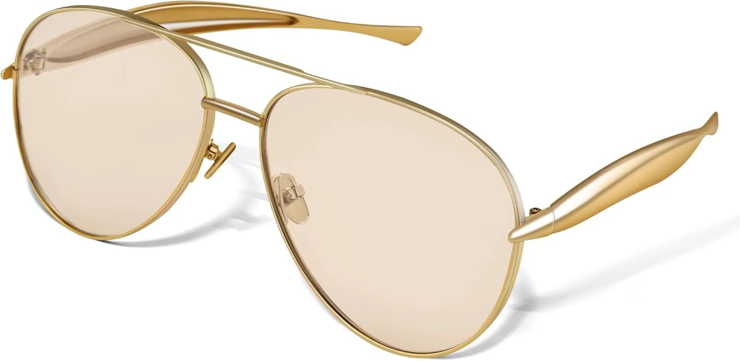 

Солнцезащитные очки-авиаторы NULOOQ большого размера золотистого цвета для женщин и мужчин, ретро-оправа из металла в стиле 70-х годов, C1* Gold Frame/Champagne Lens