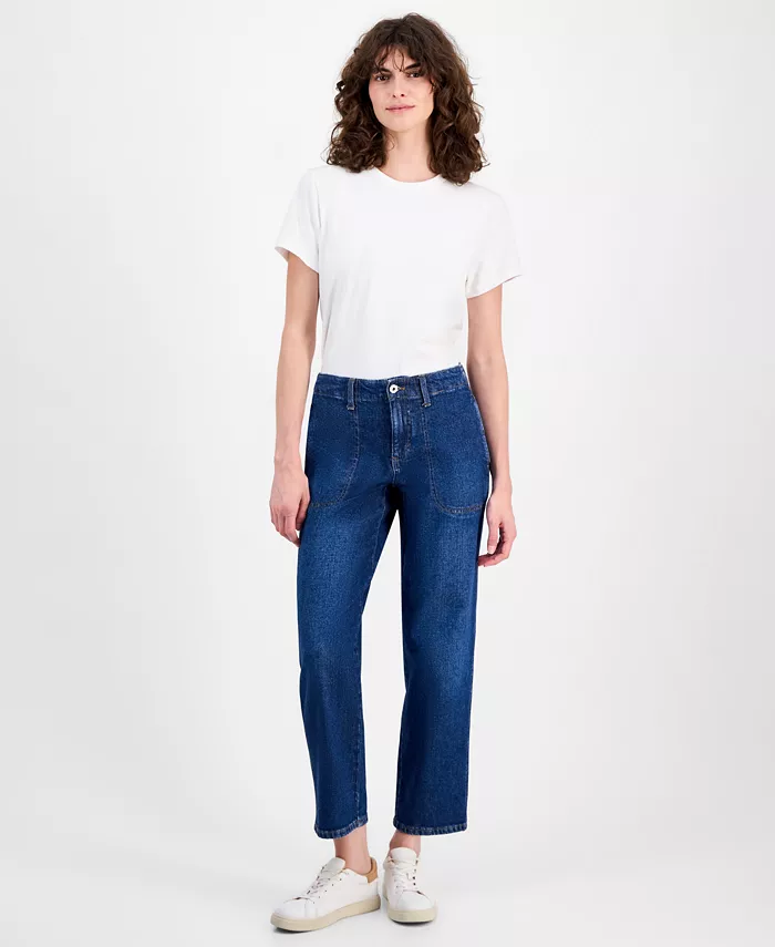 

Женские свободные джинсы прямого кроя со средней посадкой Style & Co, синий