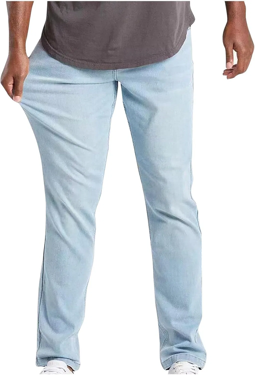Джинсы прямые свободные, двойное колено, Light Blue